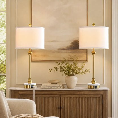 28.5' Modern Transitional Marble Table Lamp with USB and Type-C Ports Tall Dining Lamp for Bedroom Living Room (Set of 2)(not included bulbs)