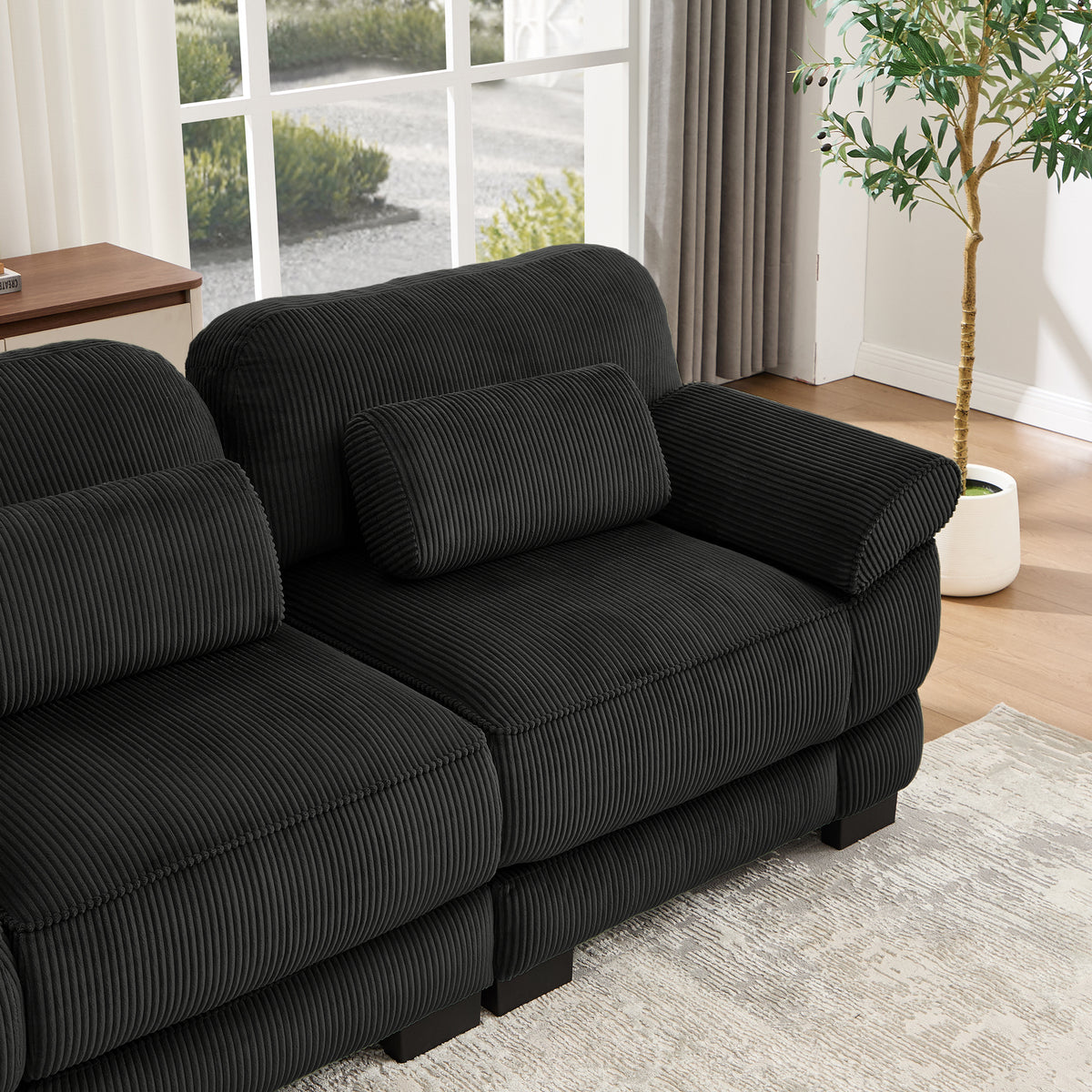 Ottoman Corduroy -Black