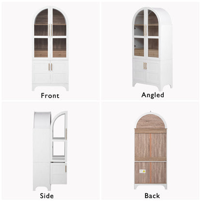 K&K 71" Tall Arched Kitchen Pantry Cabinet with Door Shelves, Farmhouse Kitchen Storage Cabinet with Open & Adjustable Shelves