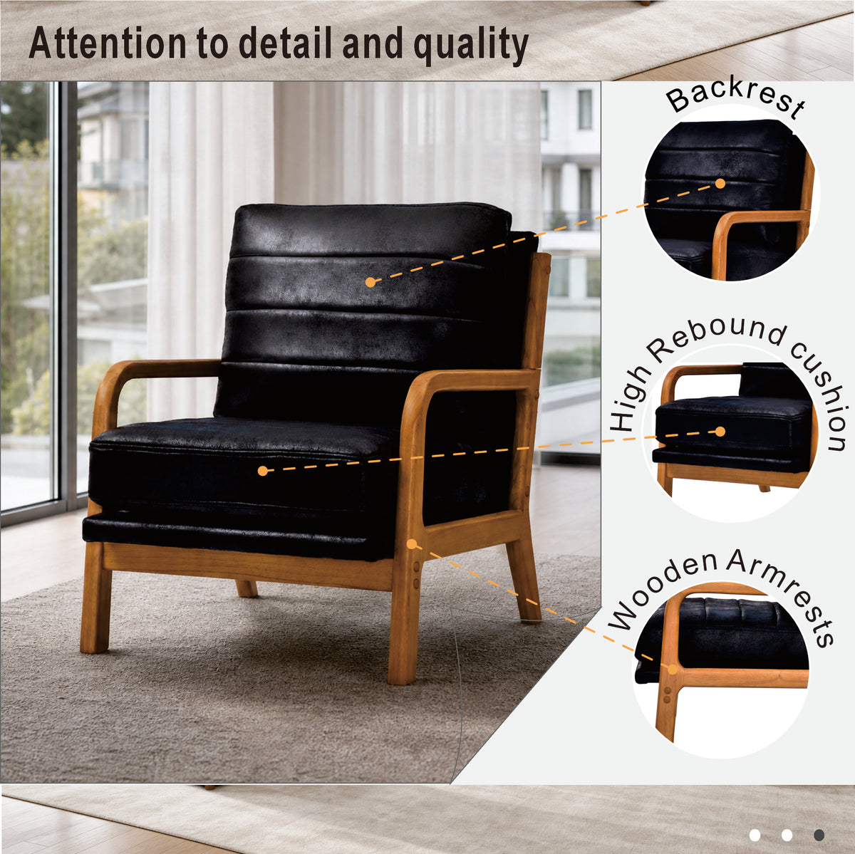 Foil fabric wood armchair