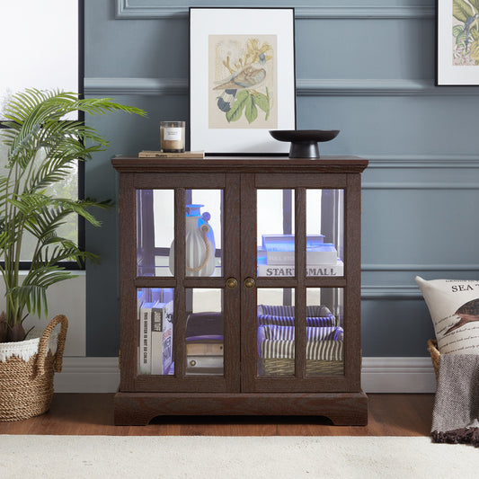 LED Curio Display Cabinet, Antique Display Cabinet with Adjustable Shelves – Model W2275P231694