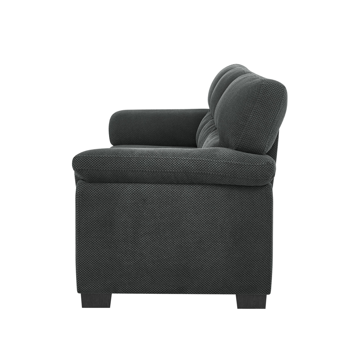 3-Seater Sofa, Dark Gray Upholstered Couch, Modern Living Room Furniture, Textured Fabric Sofa, Minimalist Settee, Comfortable Armchair, Sturdy Frame Sofa