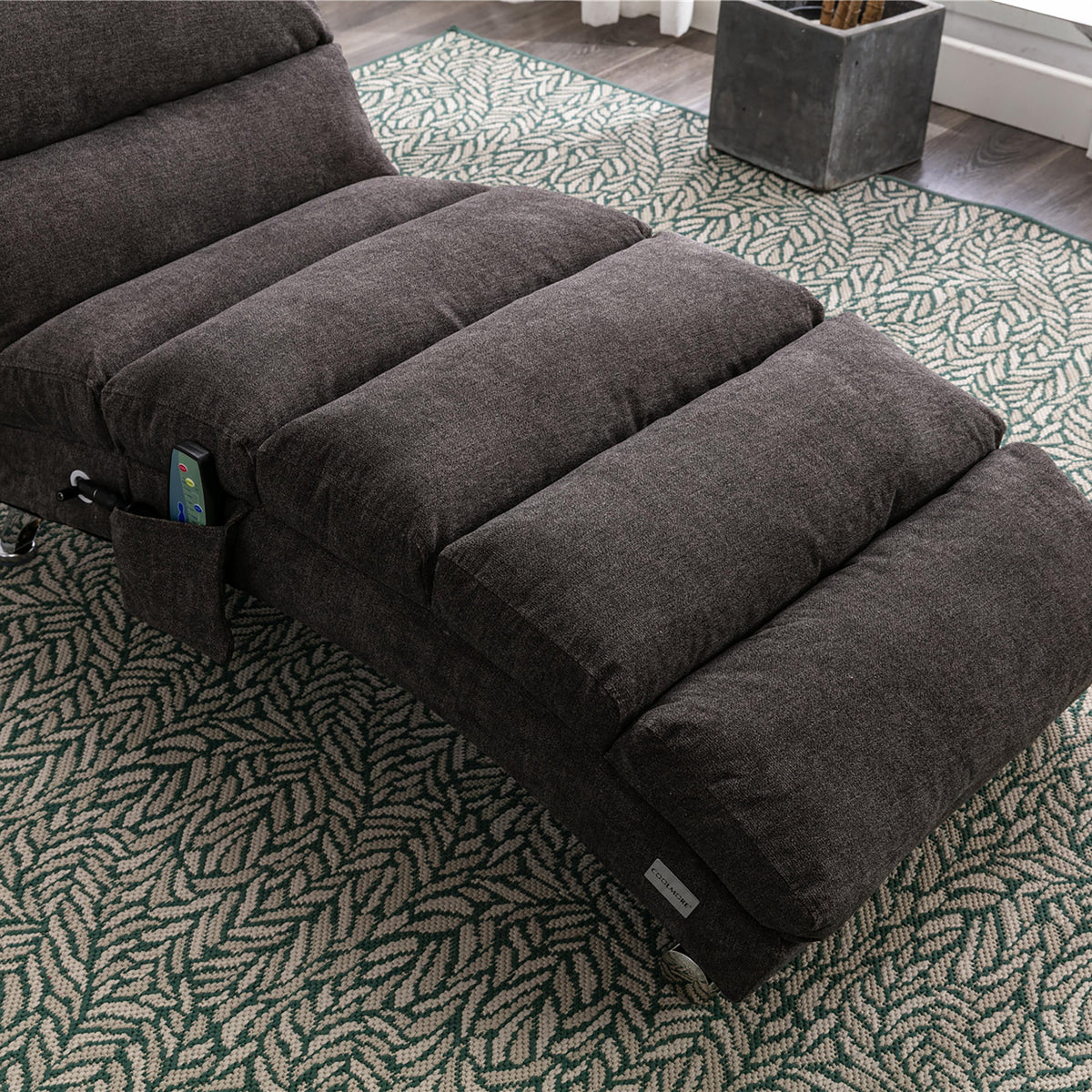 Ergonomic Linen Massage Chaise Lounge with Remote Control, Dark Gray, Electric Massage Lounger with 5 Modes