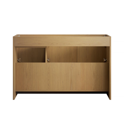 FINO 48" Bathroom Vanity&Sink,Freestanding Cabinet,Cream Gold Vein Sintered Stone Top&Ceramic Basin with 3 Pre-drilled Faucet Holes, Disassembled, Faucet & Drain Excluded, Corolla Oak Woodgrain Color