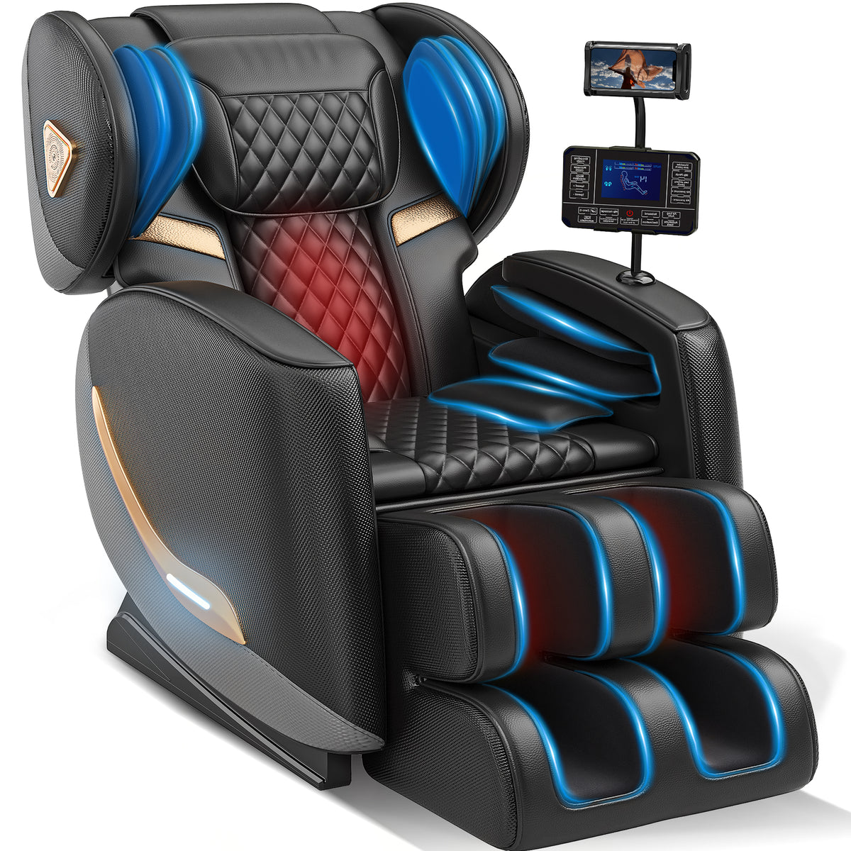Massage Chair Full Body and Recliner, Zero Gravity Massage Chairs, 10 Fix Rollers, Airbags, Heating, Foot Massage, Auto Modes, Bluetooth Speaker and Touch Control Screen for Home and Office