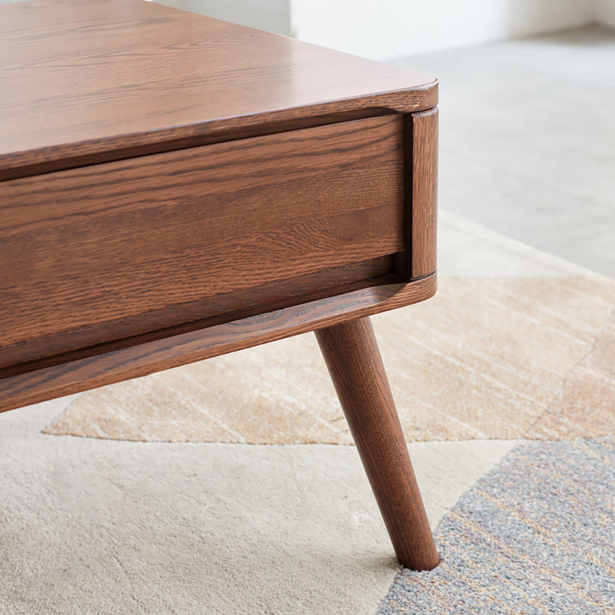 Elevating Center Table Low Table 100% Solid Oak Wood Top Plate Desk Coffee Table Width 100 x Depth 60 x Height 45 cm Study Desk Work From Home Easy To Assemble Walnut Color Wood With Storage Shelf