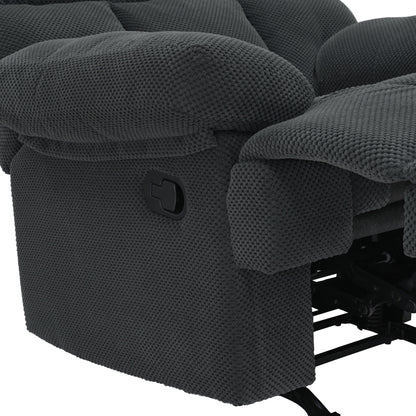 Modern Manual Rocker Recliner Chair with Nubby Upholstery Fabric in Dark Grey, Fabric +Wood and Metal Construction