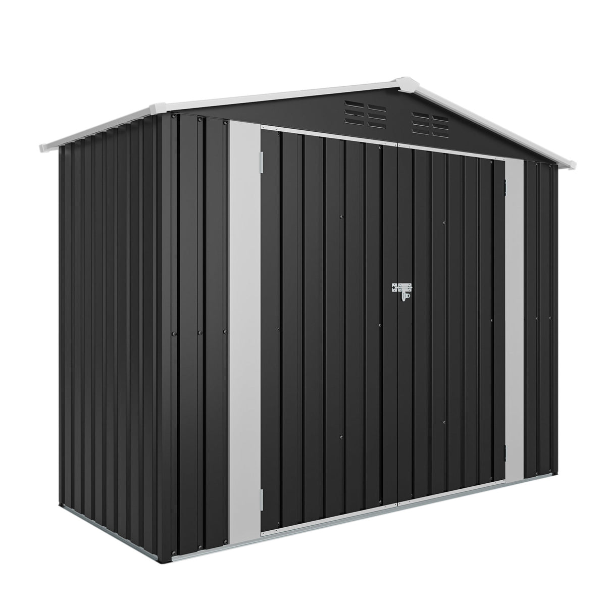 8ft x 4ft Outdoor Metal Storage Shed with Lockable Latch, Black(7.81*3.64 FT)