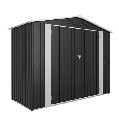 8ft x 4ft Outdoor Metal Storage Shed with Lockable Latch, Black(7.81*3.64 FT)