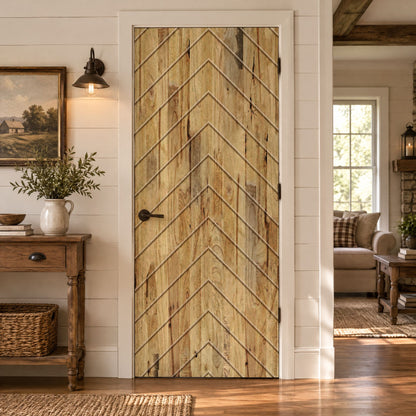 44 in. x 96 in. Hollow Core Weather Oak Stained Pine Wood Interior Door Slab