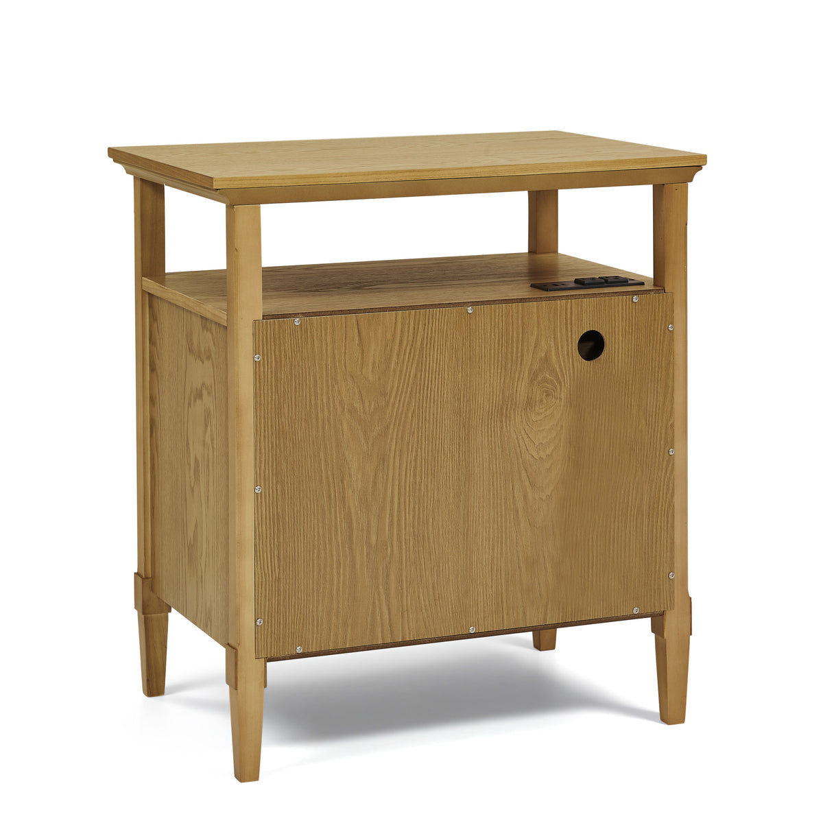 Wooden Bedside Nightstand with Open Cubby & 2 Storage Drawers, Freestanding Bedroom Side Cabinet for Bedside & Living Room Use