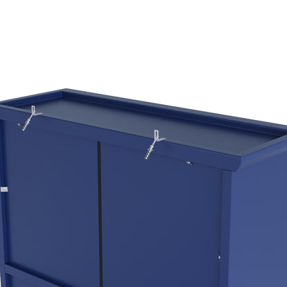 [Assembly Video Provided] TOPMAX Farmhouse 35.4x17.7x74.8inch Freestanding Buffet with Hutch – Blue