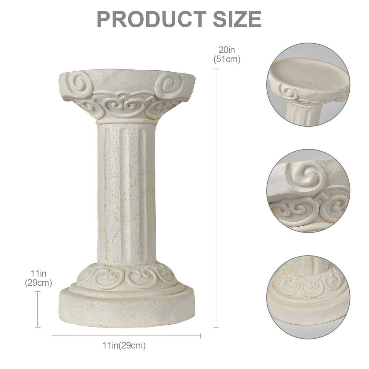 20.08' Sculptures Garden Statues, Large Roman Column Pedestal Cylinder Style, Magnesium Oxide Stone Composite Outdoor Garden Plant Stand Decor for Yard Patio Wedding, Ideal Home & Backyard Decoration