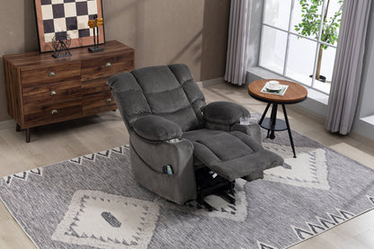 Ultra wide electric lounge chair with hot massage heating and auxiliary standing function - velvet rotating lounge chair for living room, bedroom, and office use