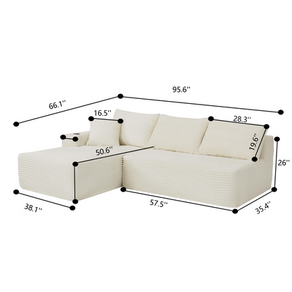 95.6" Cloud Sectional Couch with L-Shape Chaise, Modern Modular Sofa with Deep Seat, Upholstered Couches