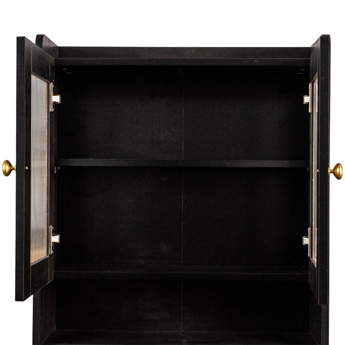 Black Kitchen Pantry Hutch Storage Cabinet, Farmhouse Kitchen Hutch Buffet Cabinet with Microwave Stand