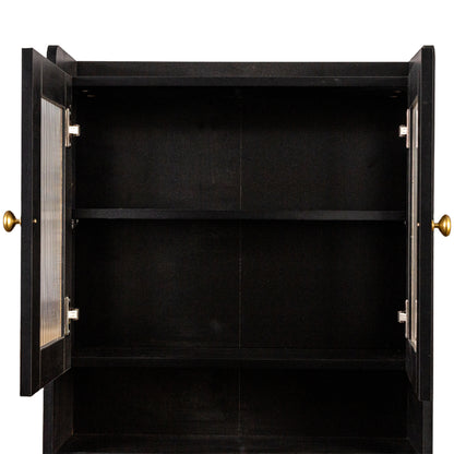 Black Kitchen Pantry Hutch Storage Cabinet, Farmhouse Kitchen Hutch Buffet Cabinet with Microwave Stand