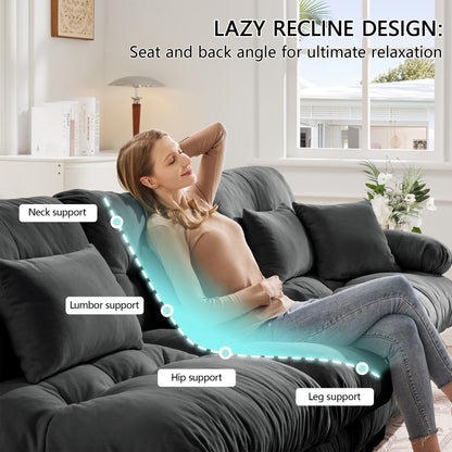 Cloud Couch 2 Seater Sofa, Chenille 2 - Seat sofa with 2 Lumbar pillows and 2 throw pillows, Chenille Gray