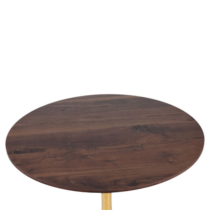 Mid-Century Tulip Table with Golden Legs and Walnut-Color MDF Top for 2-4 People, Round Pedestal Dining Table, Coffee Table, End Table