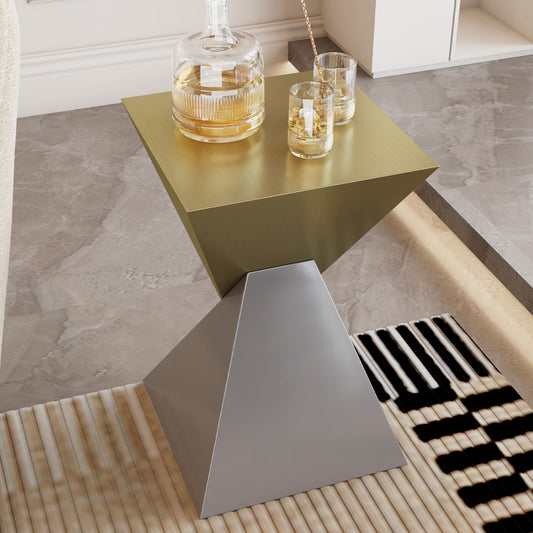 Modern Stainless Steel Abstract End Table with Brushed Finish for Fashion Home