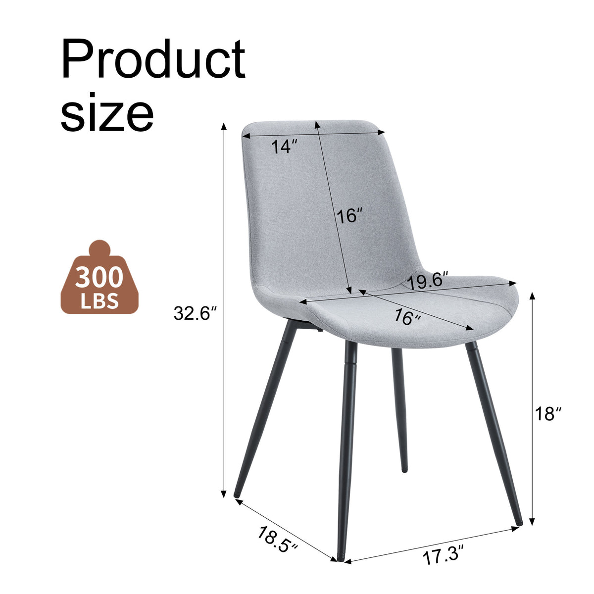 Comfortable Linen-Cotton Dining Chair Set - Four Pieces in Light Gray.Integrated Seat and Backrest, Linen-Cotton Material