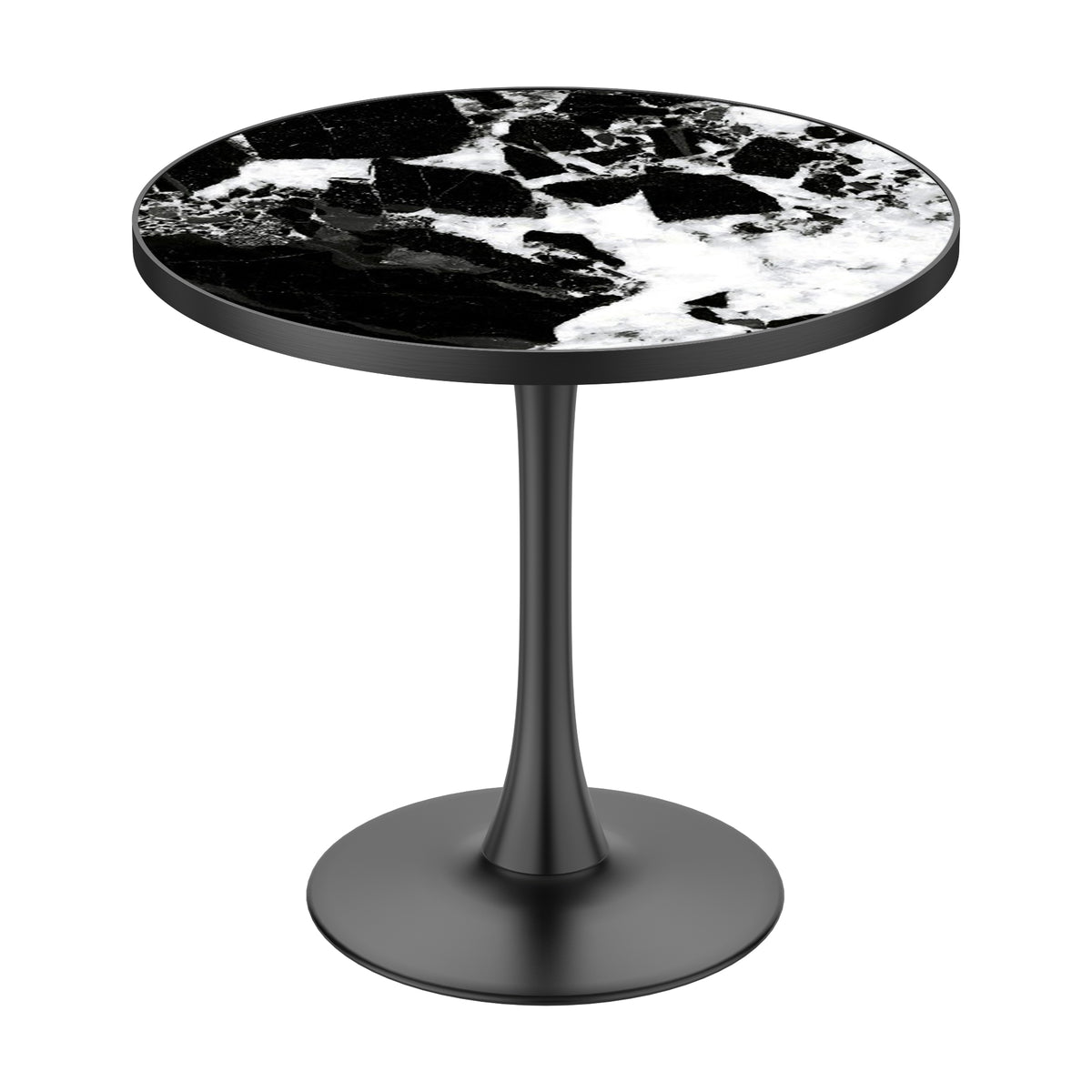 31.5' Round Modern Tulip Dining Table, Sintered Stone Tabletop with Luxury Faux Marble Print, Carbon Steel Bracket Base, Scratch & Wear Resistant, Waterproof Surface, Ideal for Indoor & Outdoor Use