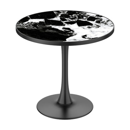 31.5' Round Modern Tulip Dining Table, Sintered Stone Tabletop with Luxury Faux Marble Print, Carbon Steel Bracket Base, Scratch & Wear Resistant, Waterproof Surface, Ideal for Indoor & Outdoor Use