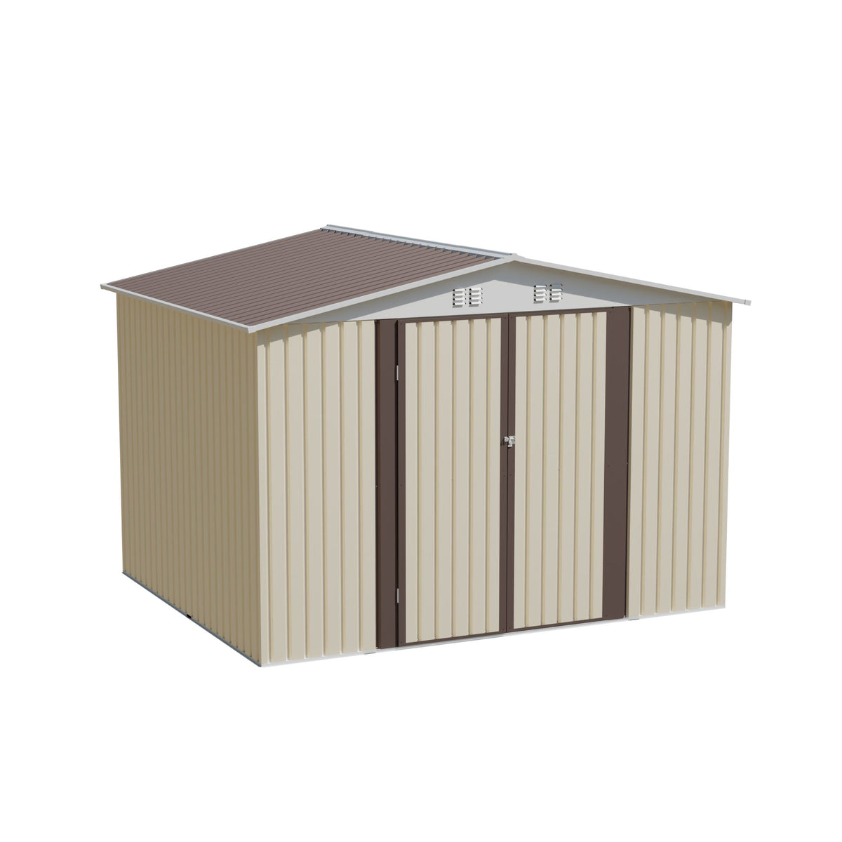 10x8 FT Metal Garden Shed with Metal Frame Hinge door design White Storage sheds Backyard Patio use
