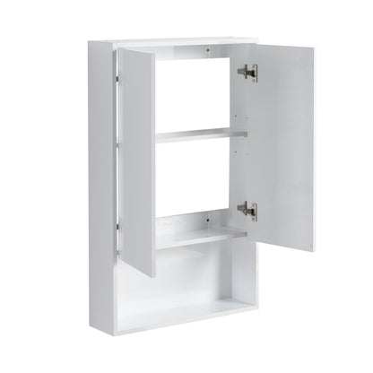 24" Bathroom Wall Cabinet, Soft Close Doors, Float Mounting Design,Glossy White,(KD-Packing)