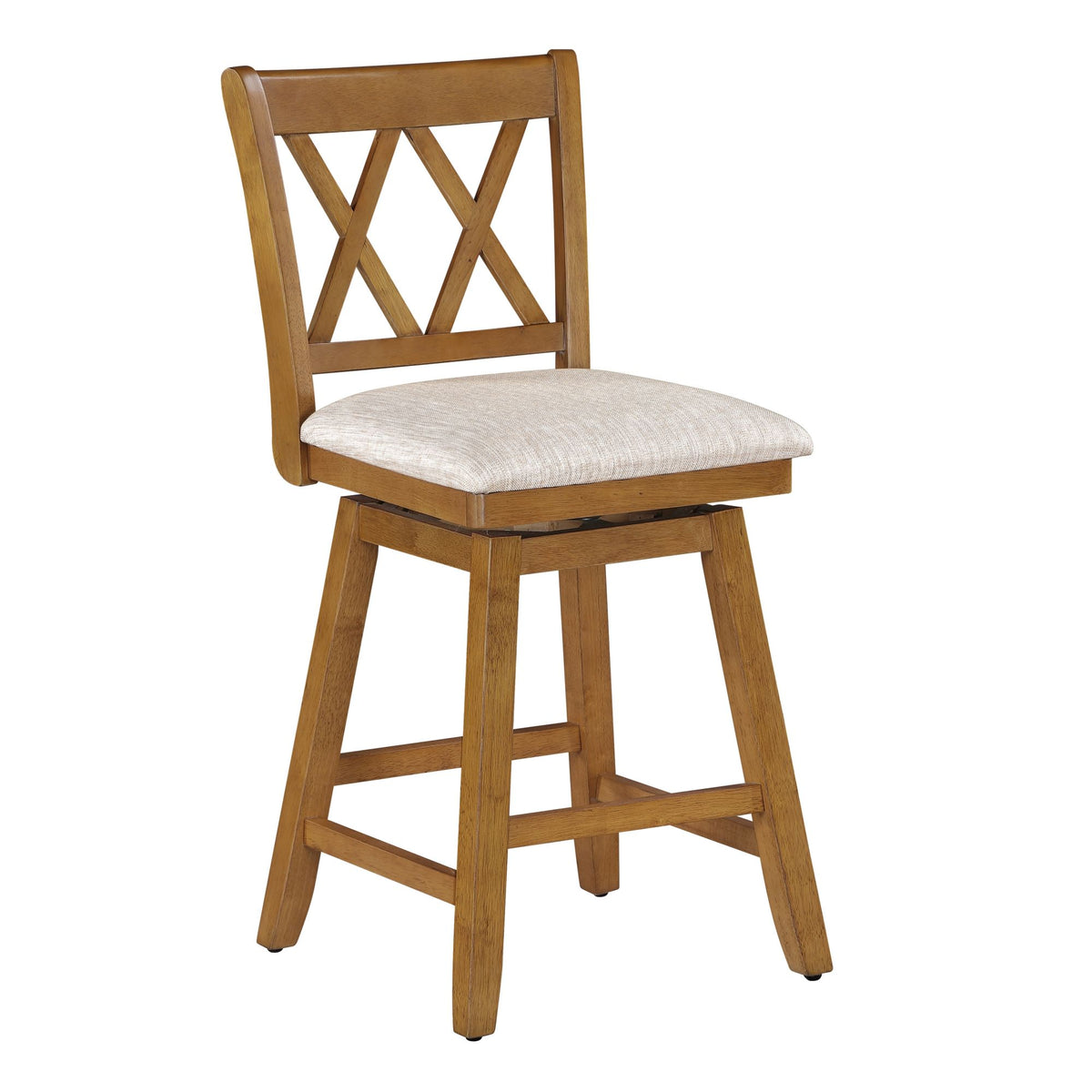 24in Brookline XX-Back Swivel Barstool - Oak