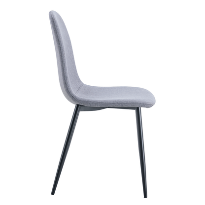 Luxury Simple Chair - Set of 4 Light Gray Linen-Cotton Material High Resilience Dining Chair with Metal Black Leg.Integral metal leg architecture,Suitable for various interior decoration styles.