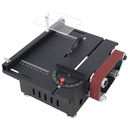 Mini Table Saw, Belt Sander, 4pcs Blades, 10pcs Sanding Blet, 7 Gear Adjustable 0-90° Angle, Available for Wood/PCB/Acrylic/Plastic