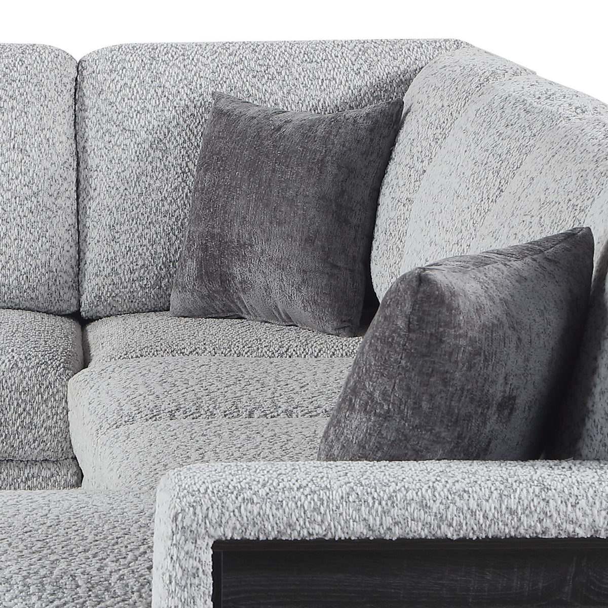 Giza Modular Sectional Sofa with Sleeper, Storage, USB Charging and Bouclé Upholstery in Gray