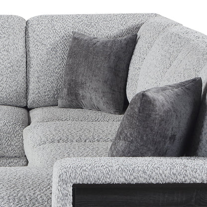 Giza Modular Sectional Sofa with Sleeper, Storage, USB Charging and Bouclé Upholstery in Gray