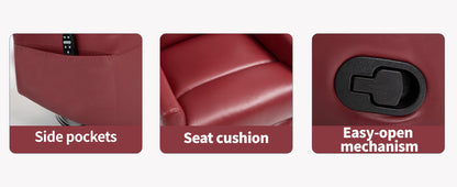 Heat Massage Manual Recliner Chair with Rocker and Swivel in Fabric, Red