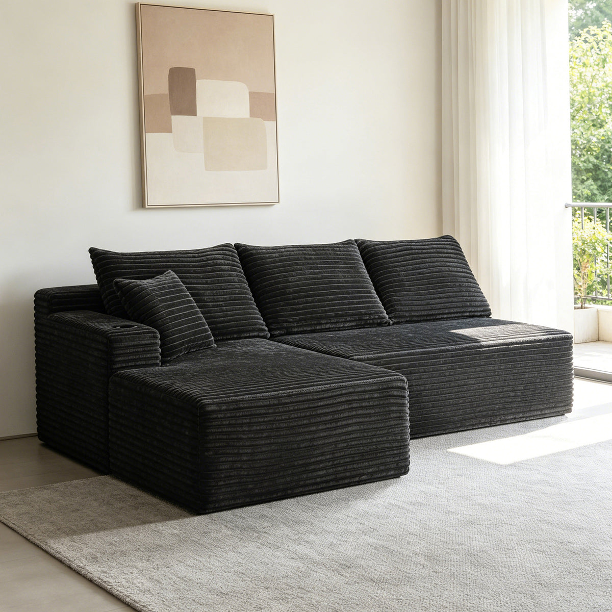 95.6" Cloud Sectional Couch with L-Shape Chaise, Modern Modular Sofa with Deep Seat, Upholstered Couches