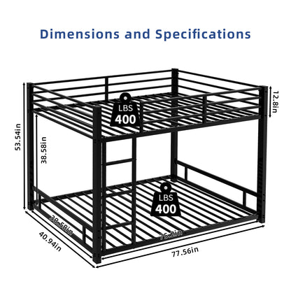 Metal Twin over Twin Bunk Bed/ Heavy-duty Sturdy Metal/ Noise Reduced/ Safety Guardrail,Black