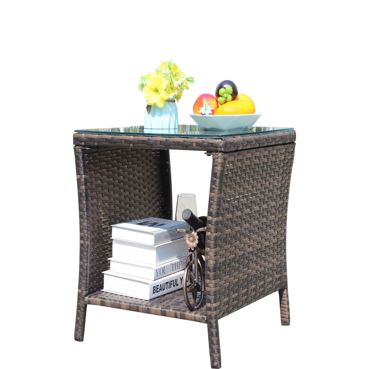 Outdoor patio Furniture 1 Coffee Table with clear tempered glass – Model W20967009