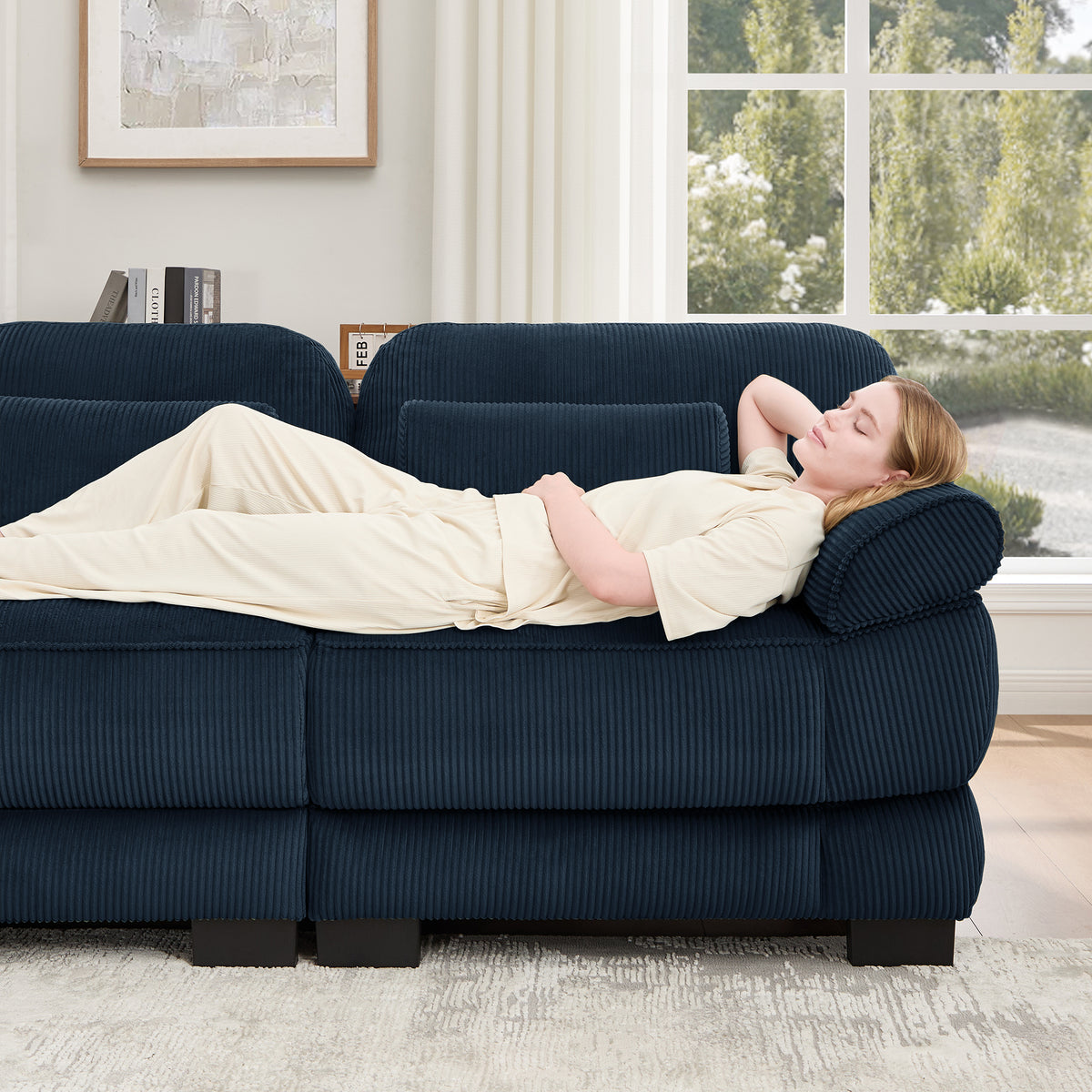 Ottoman Corduroy -Blue