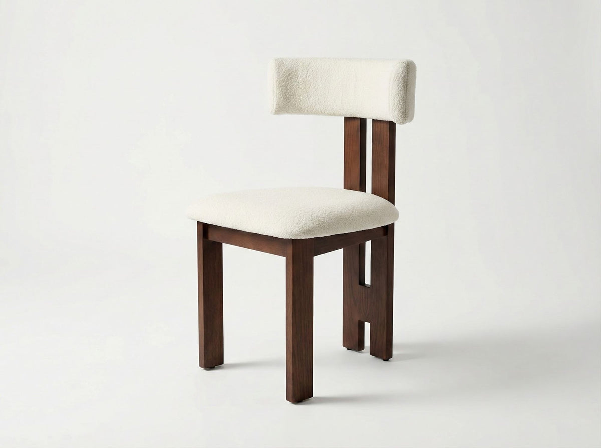 Mid-Century Modern Upholstered Dining Chair with Solid Wood Frame, Ergonomic T-Back Accent Side Chair for Dining Room, Kitchen, Living Room & Bedroom, Set of 2