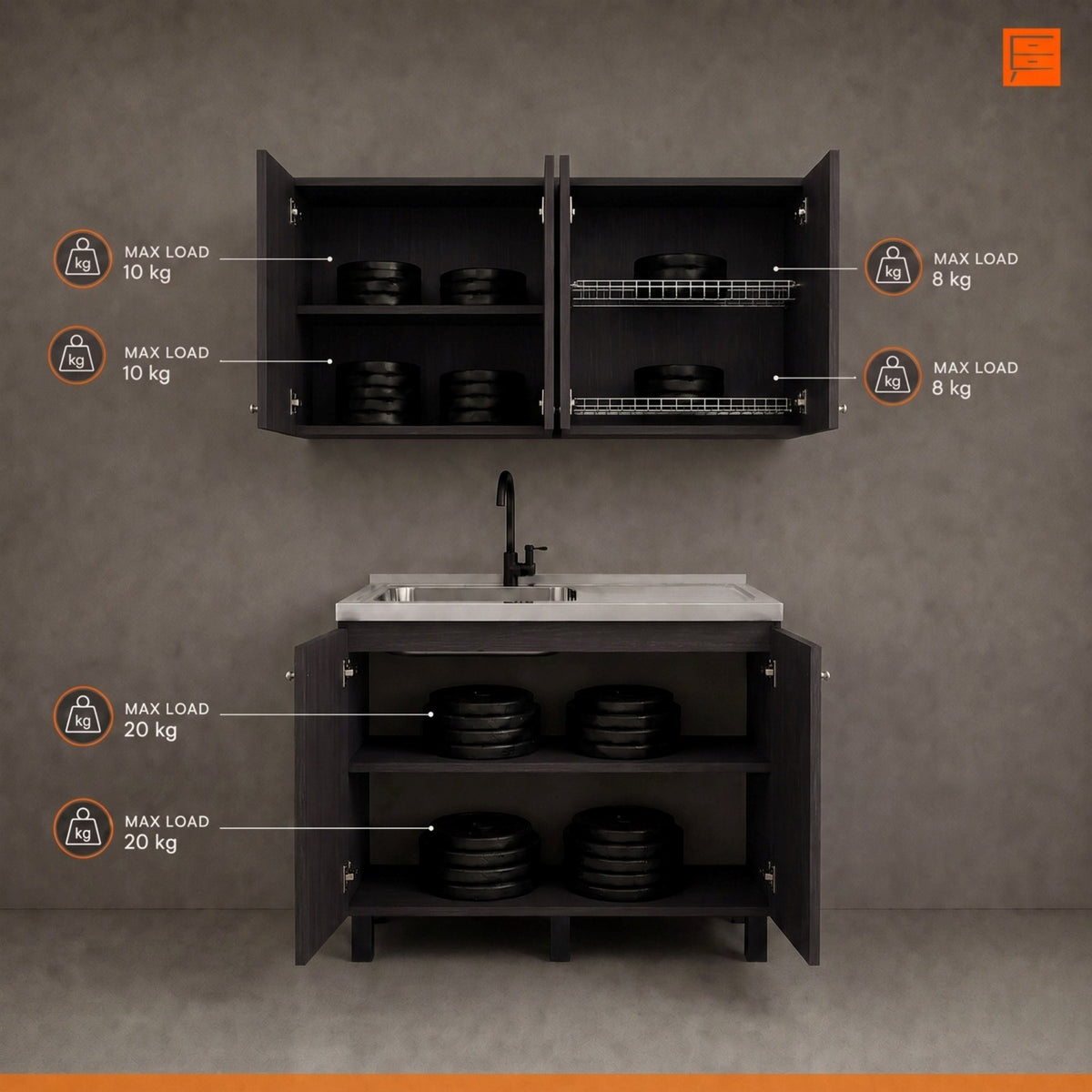 Wenge 2-Piece Kitchen Sink Cabinet Set
