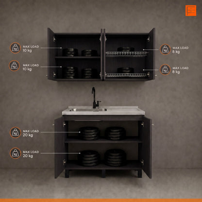 Wenge 2-Piece Kitchen Sink Cabinet Set