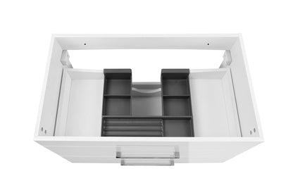 32-Inch White Gloss Wall-Mounted Bathroom Vanity with Double Drawers, Soft-Close System,Ceramic Sink, Create a Modern and Minimalist Bathroom Space!