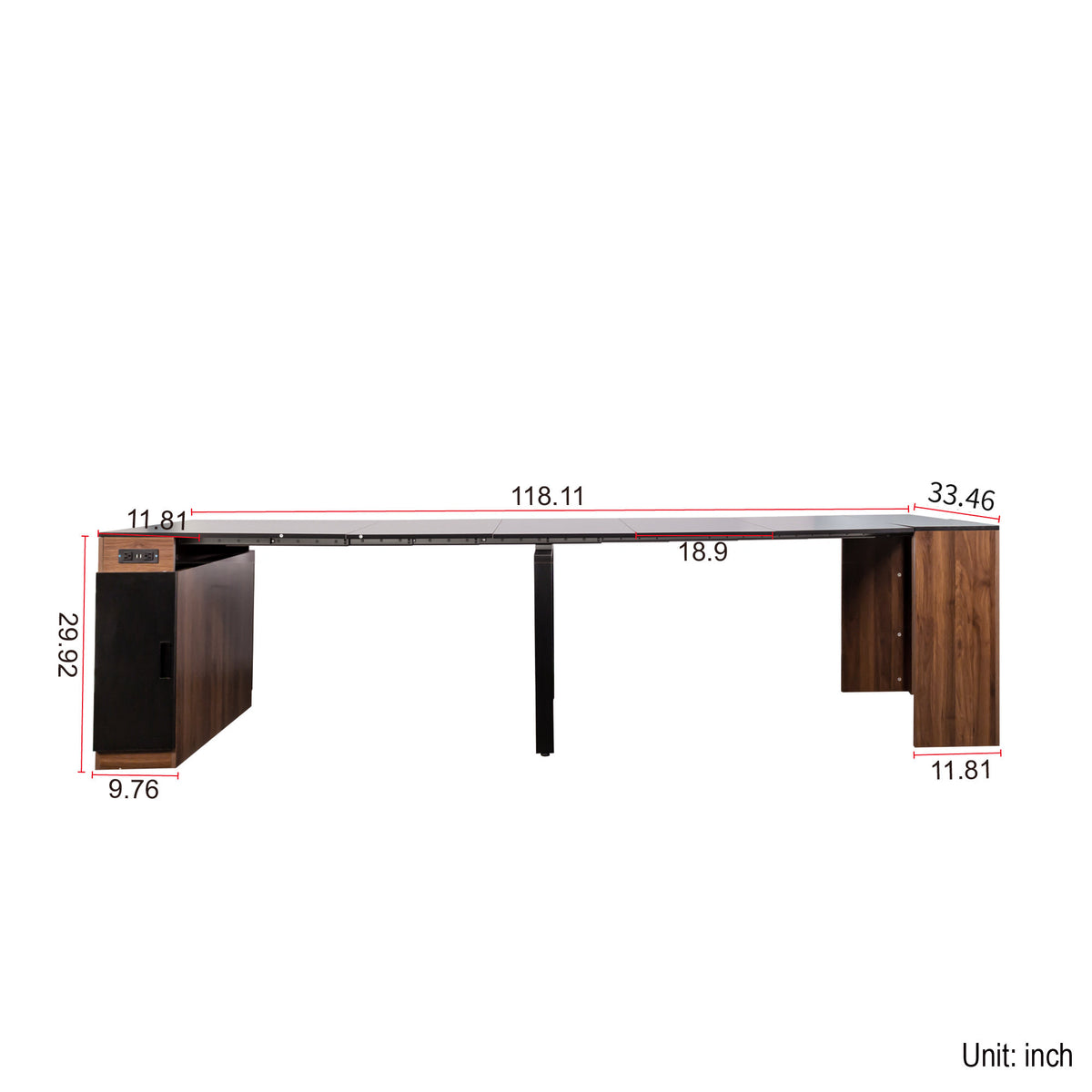Modern Multifunctional Extendable Dining Table with Outlet, Space Saving Expanding Table with Storage for Party, Weddings, Meetings, Celebrations