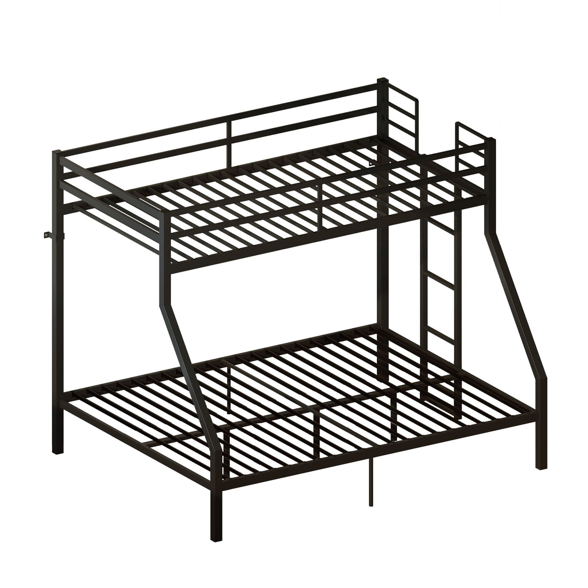 Heavy Duty Twin over Queen Metal Bunk Bed with 1200 LBS Capacity, Noise-Free Structure with Wall Mount & Anti-Slip Ladder