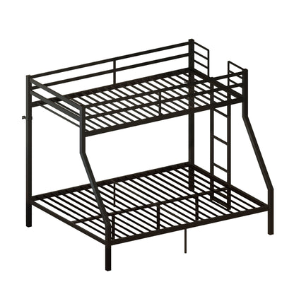 Heavy Duty Twin over Queen Metal Bunk Bed with 1200 LBS Capacity, Noise-Free Structure with Wall Mount & Anti-Slip Ladder