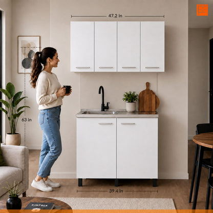 White 2-Piece Kitchen Sink Cabinet Set