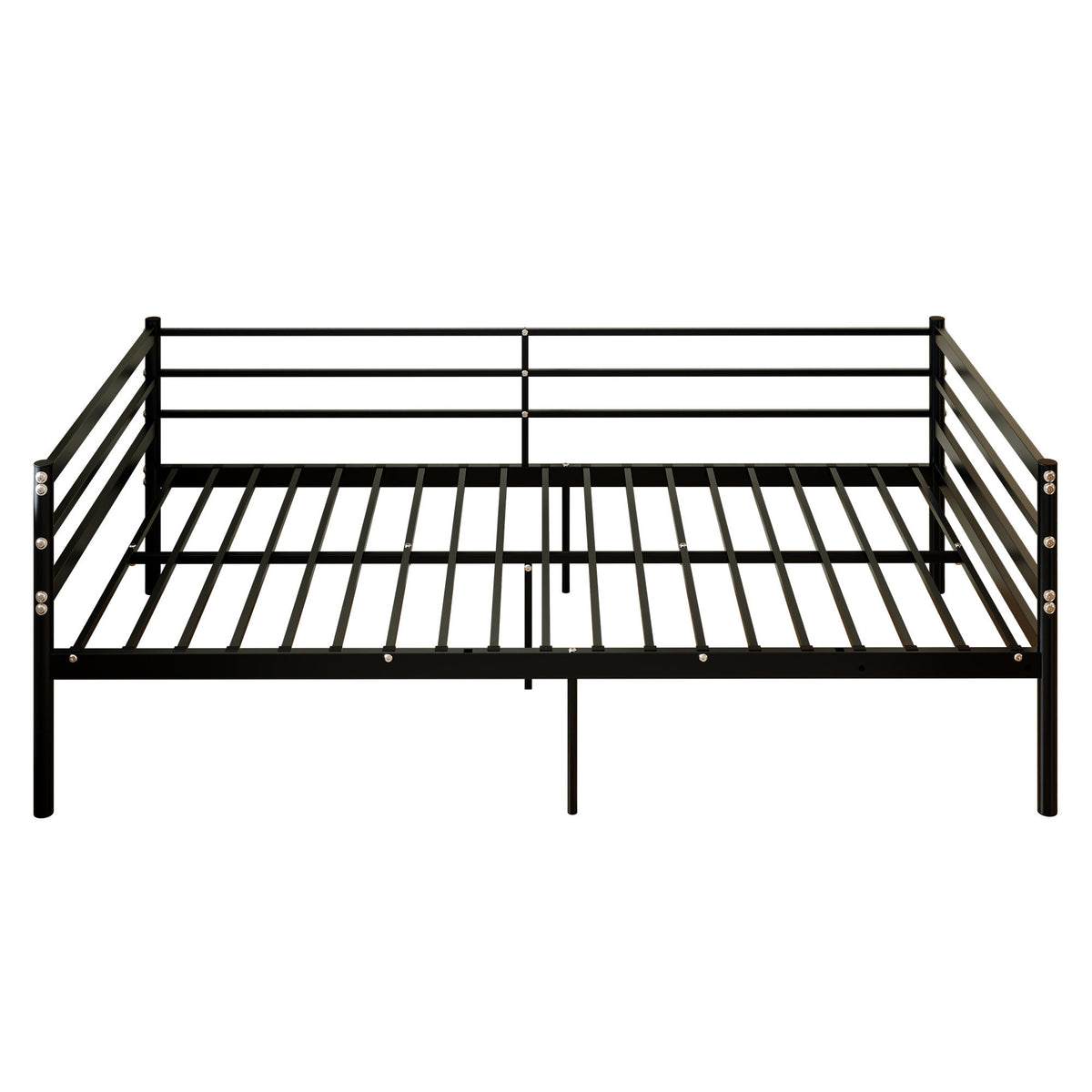 Twin Metal Bed Frame, Heavy-Duty Steel Platform Bed with 11.8-Inch Guardrails, 600 lb Capacity, 10.94-Inch Under-Bed Clearance, No Box Spring Needed, Black