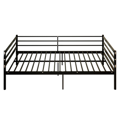 Twin Metal Bed Frame, Heavy-Duty Steel Platform Bed with 11.8-Inch Guardrails, 600 lb Capacity, 10.94-Inch Under-Bed Clearance, No Box Spring Needed, Black