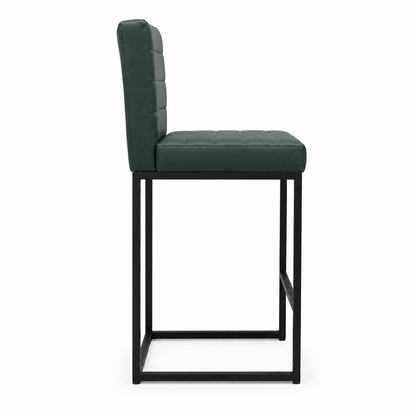 25.6 Inch Counter Height Bar Stools Set of 2 with PU Cushion and Back Modern Bar Chairs for Kitchen Island Counter with Metal Leg for Restaurant Dining Room Office, Green and Black.W2920P462102